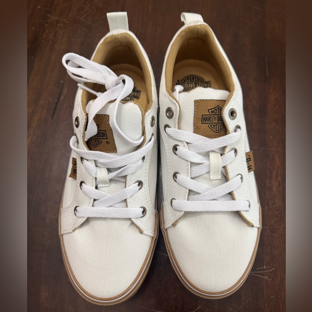 Harley Davidson White Canvas Sneakers